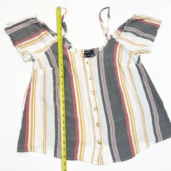 Torrid Cropped Top Multi Stripe Button Down Shirt Size 00 - Picture 6 of 10